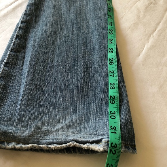 Flare wide leg stretch stone-washed faded denim jeans women’s size 27 26 25 - Picture 12 of 13